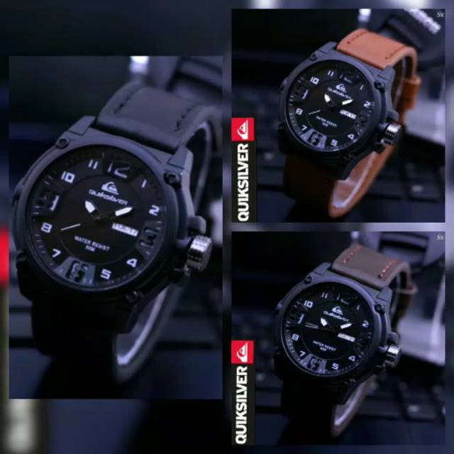 JAM TANGAN QUIXSILVER PRIA TANGGAL AKTIF TALI KULIT