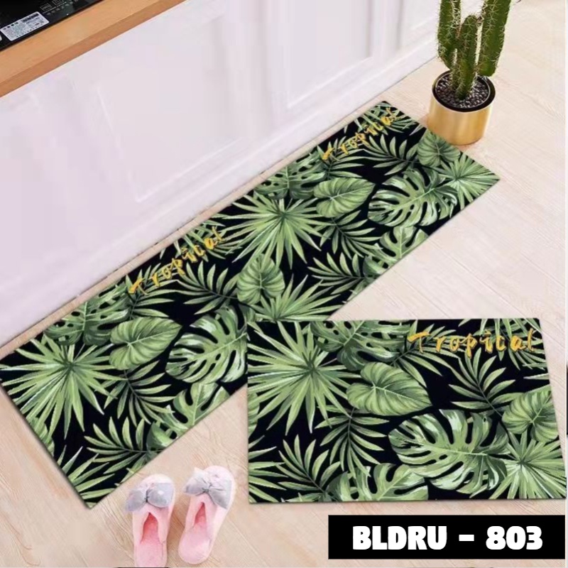 FLEUR-ID - 1 SET PREMIUM BLUDRU (40*60 CM & 40*120 CM) KESET DAPUR LEMBUT ANTI SLIP-BLDRU - 803