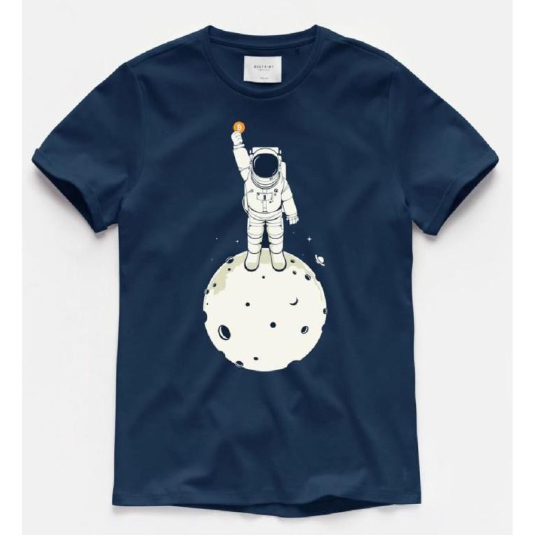Kaos Navy Motif Astronot Koin / Baju Distro Pria Keren Grosir Murah