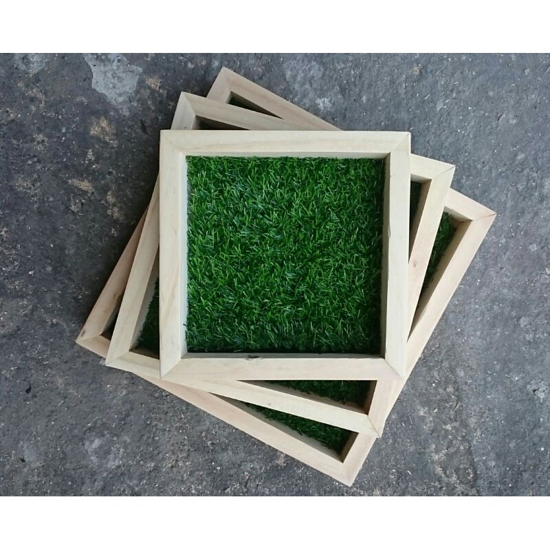 Kotak hantaran kayu + rumput sintetis