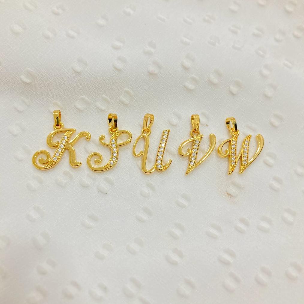 Kalung Huruf / Kalung Inisial / Kalung Nama Model Liontin Lapis Emas Yaxiya Jewelry