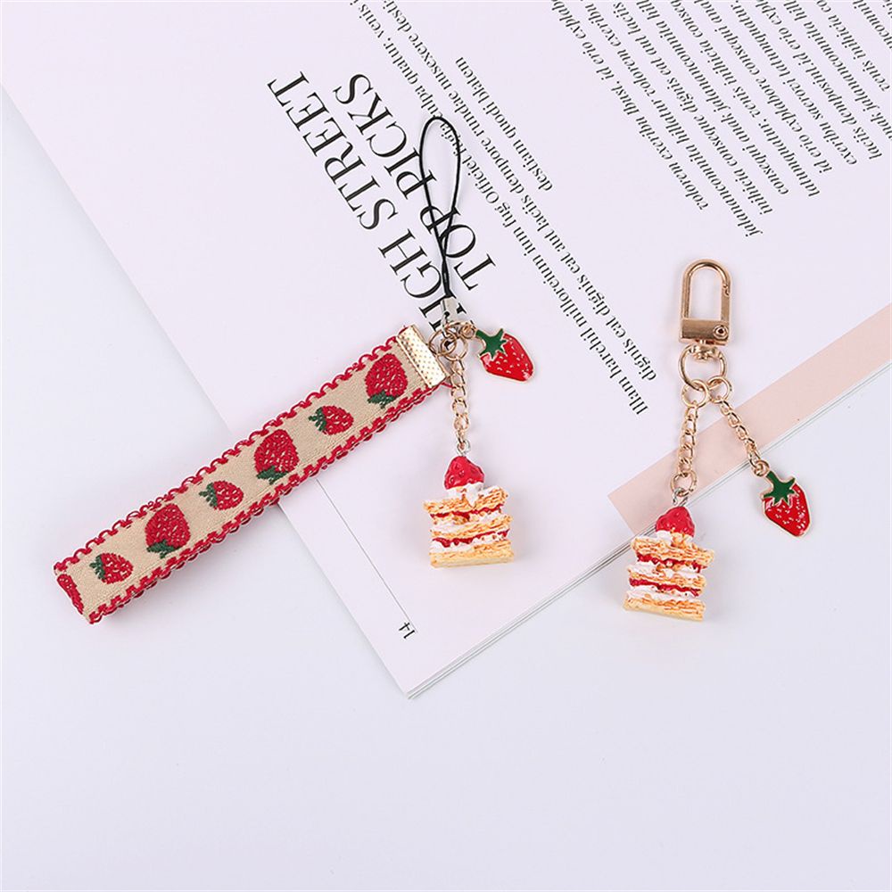 LANFY Cake Decor Gift Phone Straps for Keys Mobile Phone Hang Rope Strap Lanyards Phone Accessories Key Ring Holder Phone Badge Strap Key Holders Webbings Ribbon Strawberry Cake Lanyards Strawberry Keychains