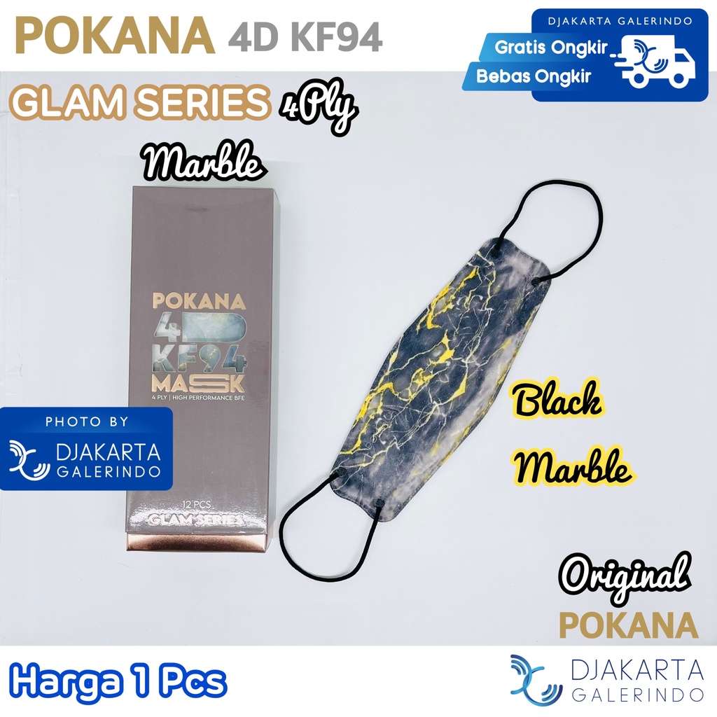 Masker POKANA 4D KF94 Marble / Marbel Glam Series Original Pokana