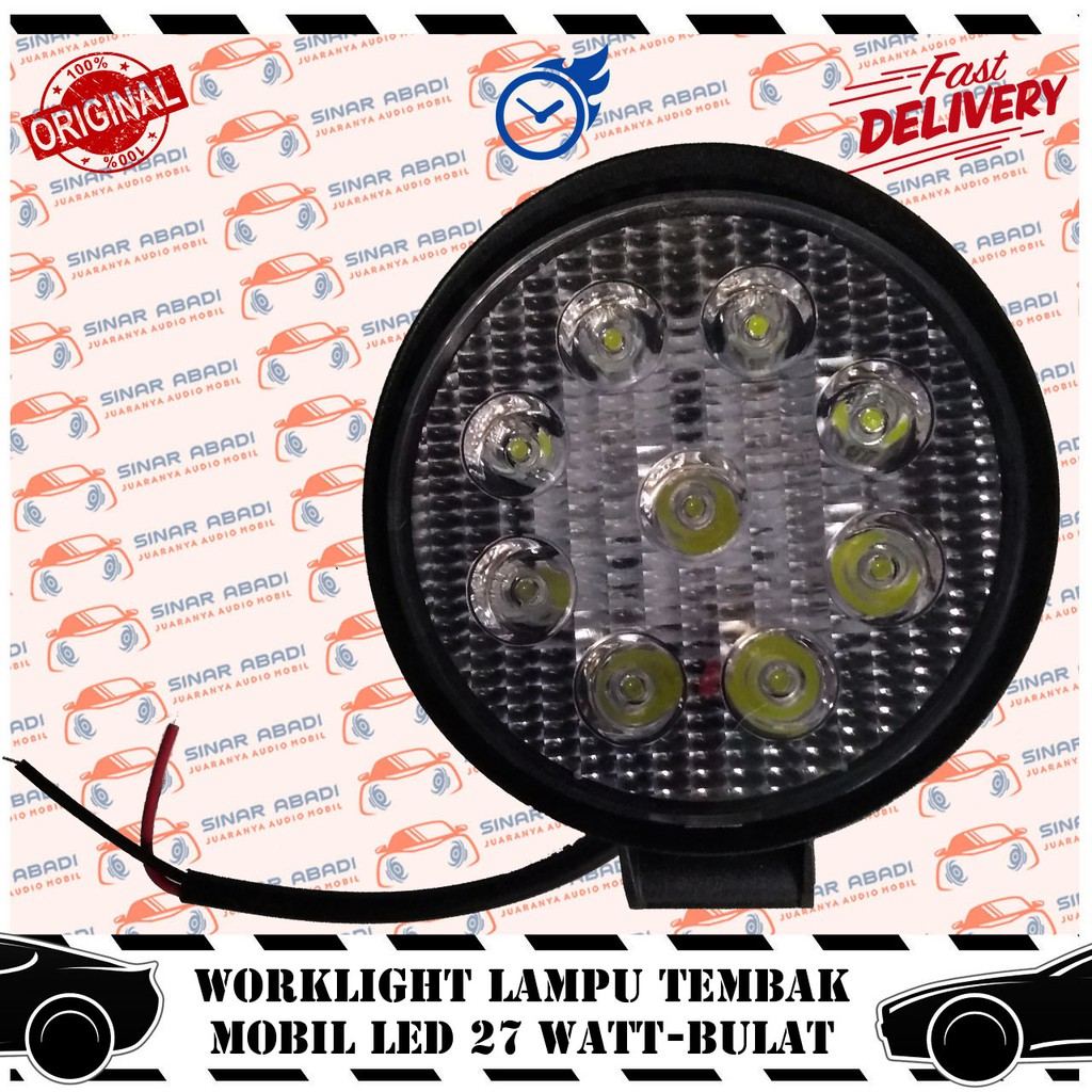 WORKLIGHT LAMPU TEMBAK MOBIL LED 27 WATT - BULAT