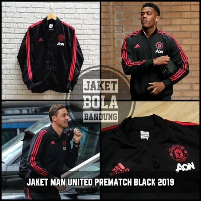 JAKET MANCHESTER UNITED PREMATCH BLACK 2019 PREMIUM QUALITY GRADE ORI