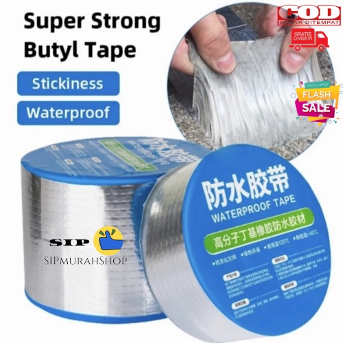 LAKBAN ANTI BOCOR 5 X 5 METER FLEX TAPE AJAIB ORIGINAL WATERPROOF TAPE TAMBAL PENAMBAL ATAP TOREN AIR TAHAN PANAS SUPER KUAT - LAKBAN ALUMINIUM TAHAN AIR PANAS ANTI BOCOR