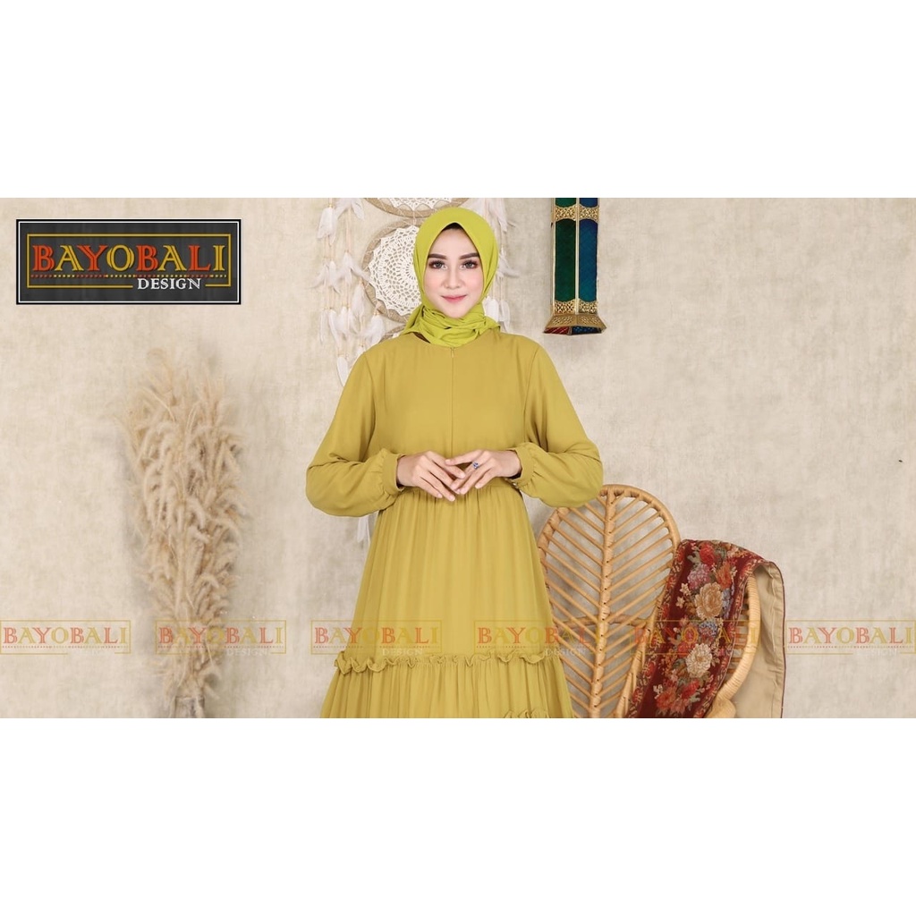 Baju Gamis Wanita Terbaru -Gamis Ceruty -Gamis Polos -Syari Jumbo - Fashion Muslim Wanita- Seragaman-Kuning