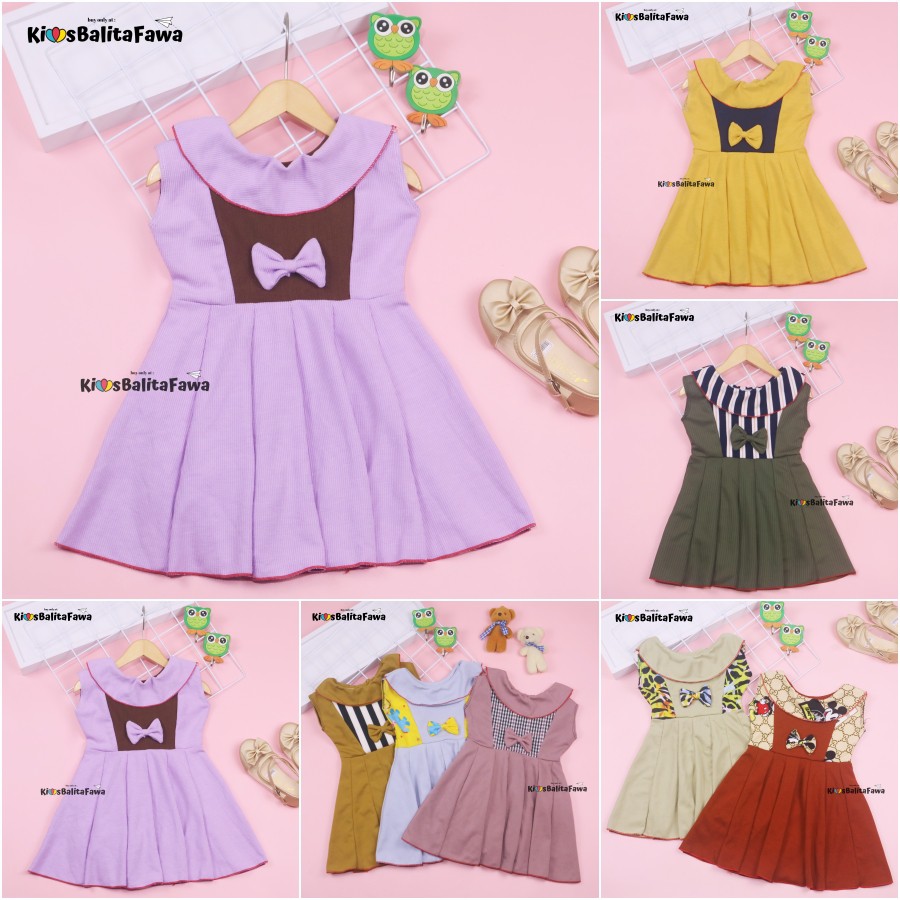 Dress Najwa uk 3-4 Tahun / Dres Cantika Yukensi Baju Anak Perempuan Import Gaun Pesta Balita Cewek