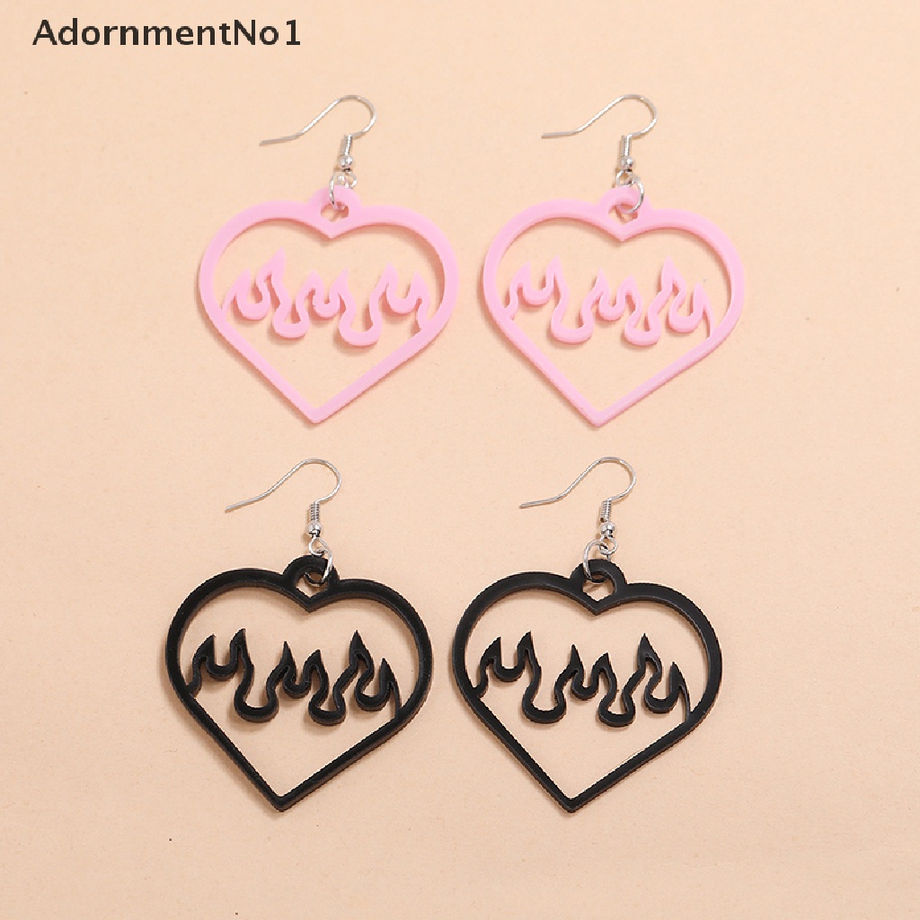 (AdornmentNo1) Anting Tusuk Gantung Desain Hati Hollow Out Warna Hitam / Pink Untuk Wanita