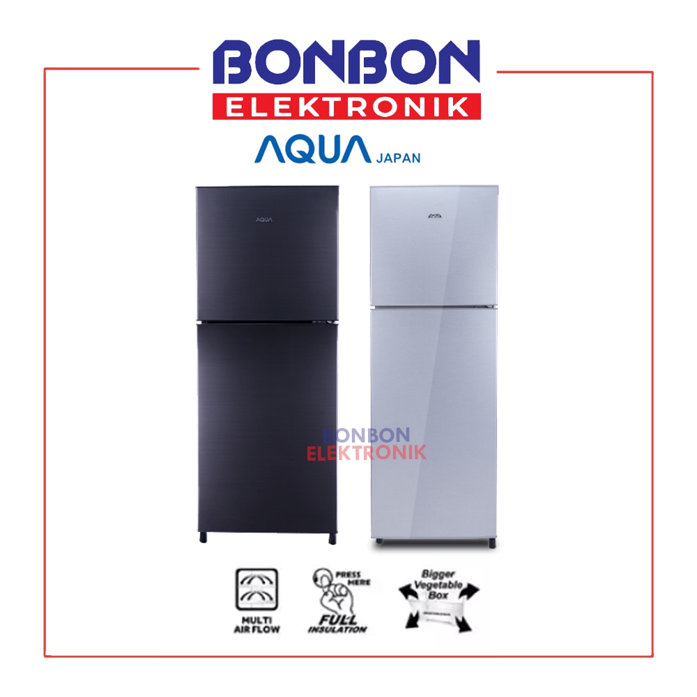 AQUA Kulkas 2 Pintu AQRD 251 DG / 251DG AQR-D251 (DG) / AQRD251 169 Liter DARK GREY