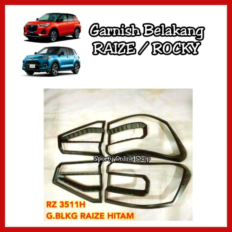 Garnish Lampu Raize Rocky Depan dan Belakang Warna Hitam Dop