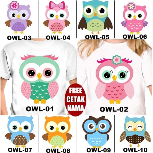 Terbaru Baju / Kaos ANAK BURUNG HANTU OWL BANYAK MOTIF (FREE TULISAN/NAMA) Murah