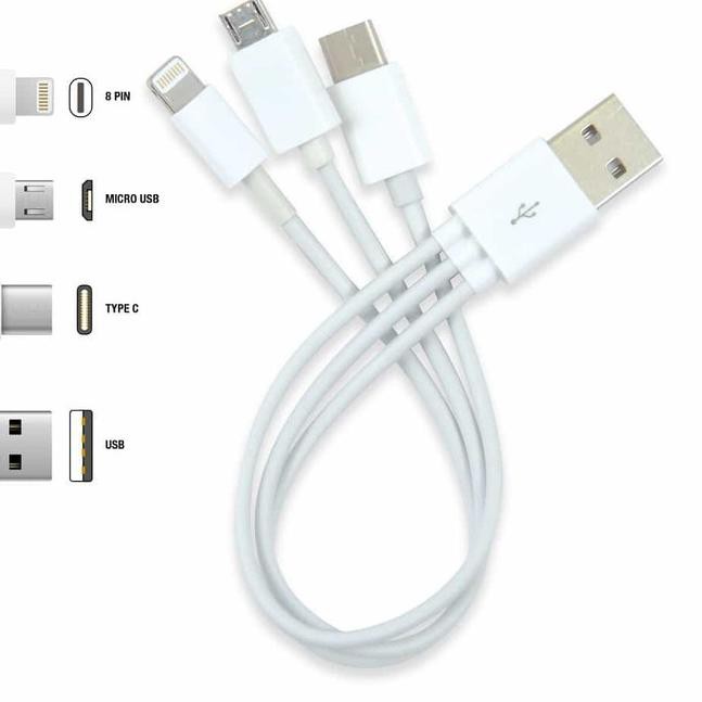 KABEL DATA CHARGER POWERBANK 3 IN 1 USB C IOS MICRO 20 CM AWET MURAH