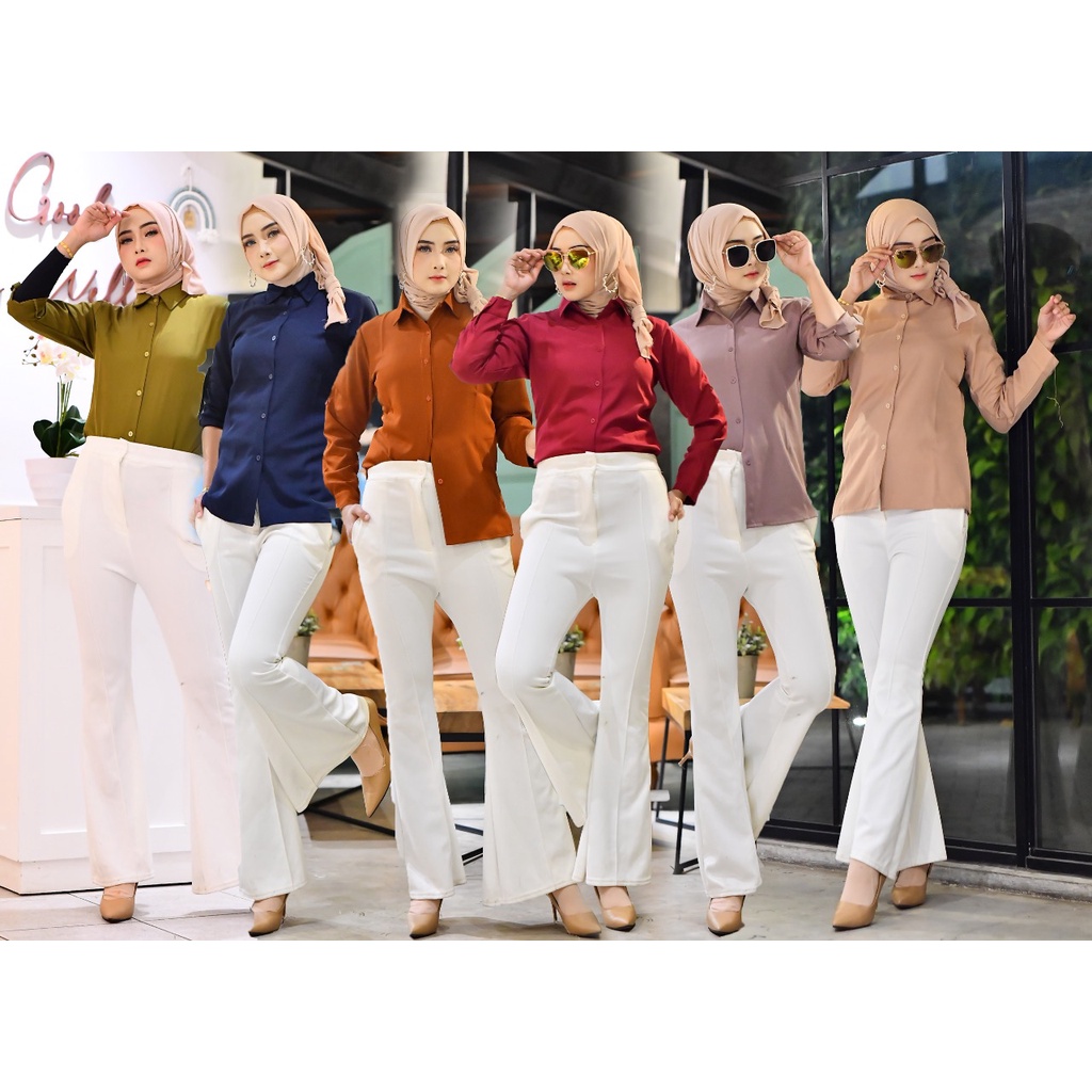 ATASAN KEMEJA POLOS BASIC SHAKILA LENGAN SCODER/AUREL TOP