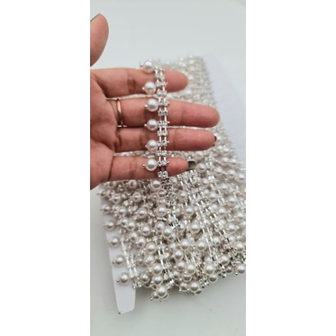 RENDA BERLIAN SWAROVSKI MUTIARA DA.K per 10cm