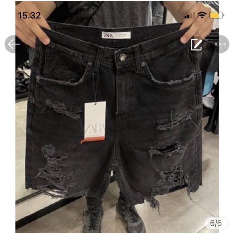 READY ZARA MAN SALE SHORT BLACK DENIM