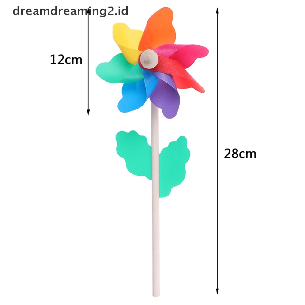 (Hot Style You Like) Mainan Kincir Angin 7 Daun Warna-Warni Bahan Kayu Untuk Anak