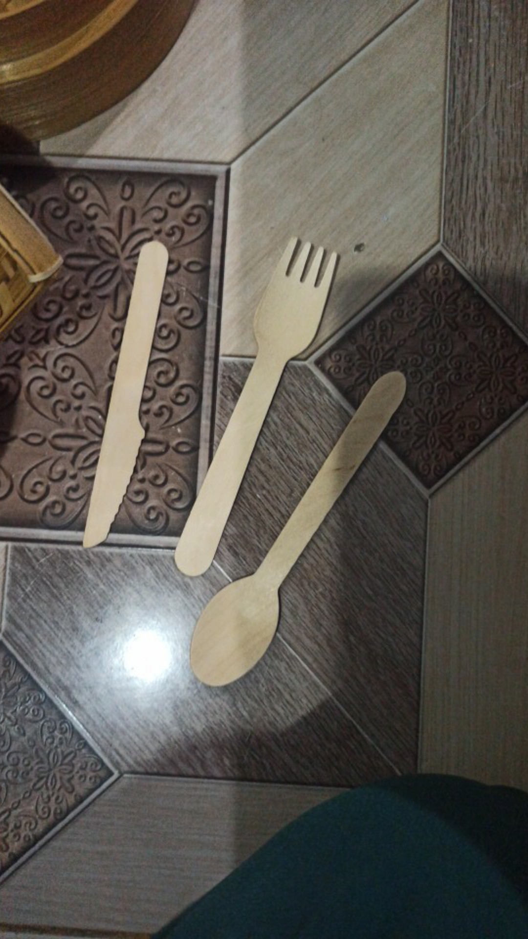 Set Sendok Garpu Pisau Binch Sendok Sekali Pakai Sendok Garpu Binch Kerajianan Kayu Sendok Kayu