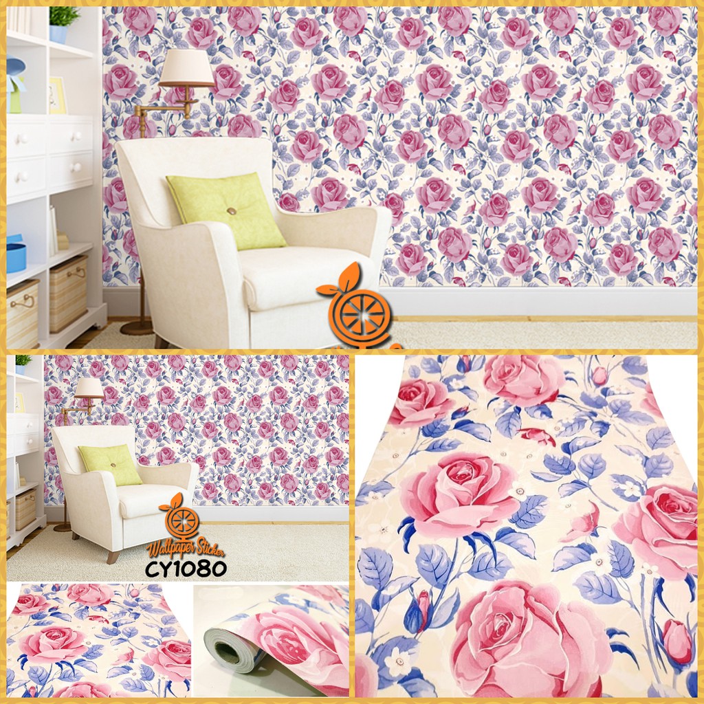 Wallpaper Dinding Wallpaper Stiker Wallpaper dinding Anak Cy Bunga Wallpaper Dinding Wallstiker45CM x 9Mtr