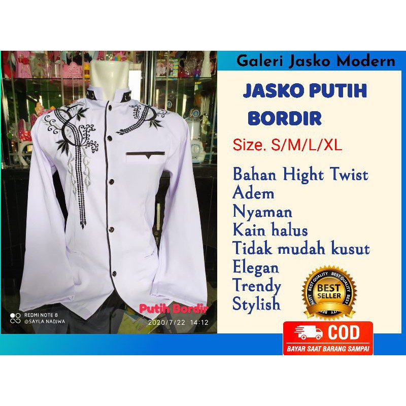 Jasko Putih Bordir | Baju Koko dewasa Putih Bordir | Koko putih dewasa | Jas Koko Pria Putih | Jasko