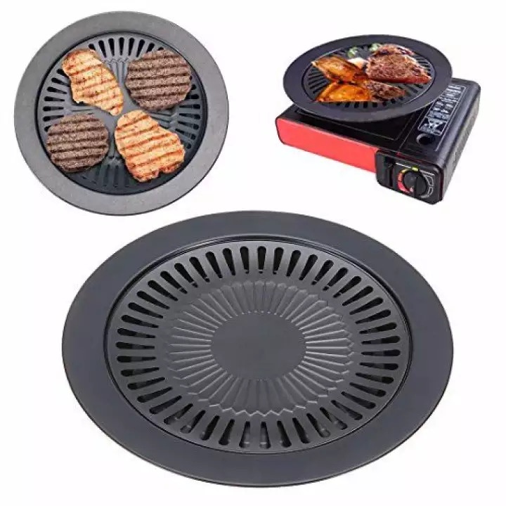 Smokeless Barbeque Grill Non Stick 32cm Panggangan Bulat BBQ Grill Pan