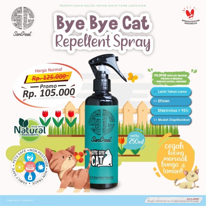 Pengusir kucing Spray cat repellent aman ampuh Bye Bye Cat 250 ml