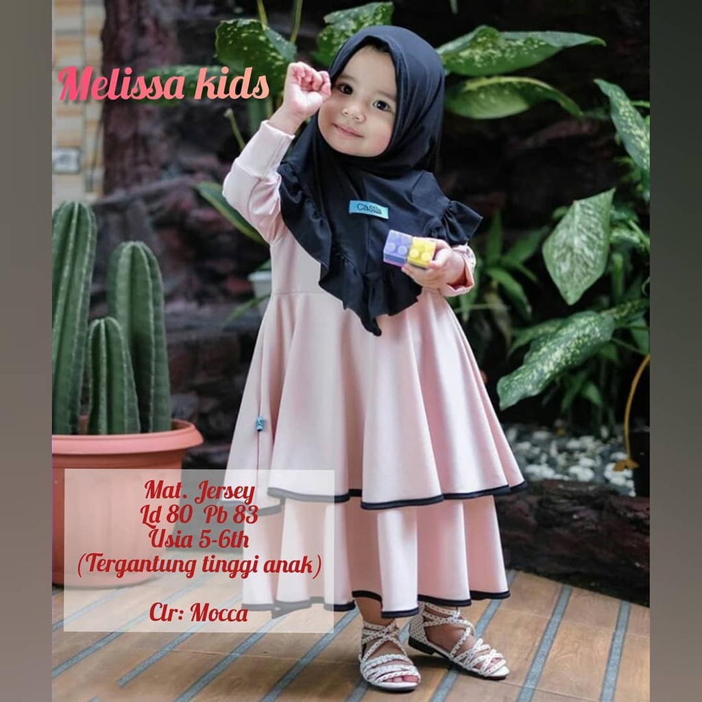 MELISA KIDS BO KF 5-6 Tahun JERSEY Dapat GAMIS + KHIMAR/HIJAB  UKURAN ALL SIZE FIT TO L BAHAN ADEM  DAN NYAMAN DI PAKAI  BAJU KIDSS 2022