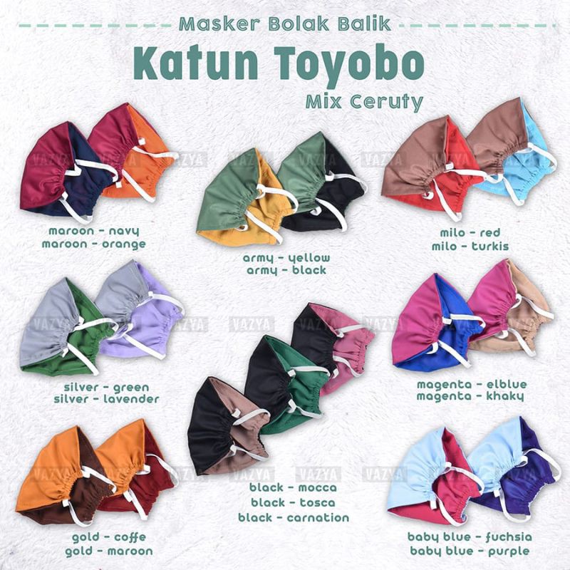 Masker Kain Katun Toyobo Ceruti 2tone 3ply