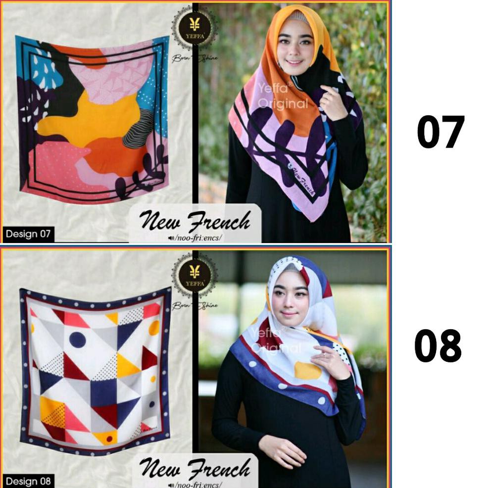 Segiempat New French Motif . Jilbab Yeffa Scarf . Kerudung Motif . Hijab Segiempat French