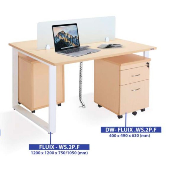 Paket Meja Kantor Meja Kerja Terlengkap & Termurah Indachi Fluix 2 org