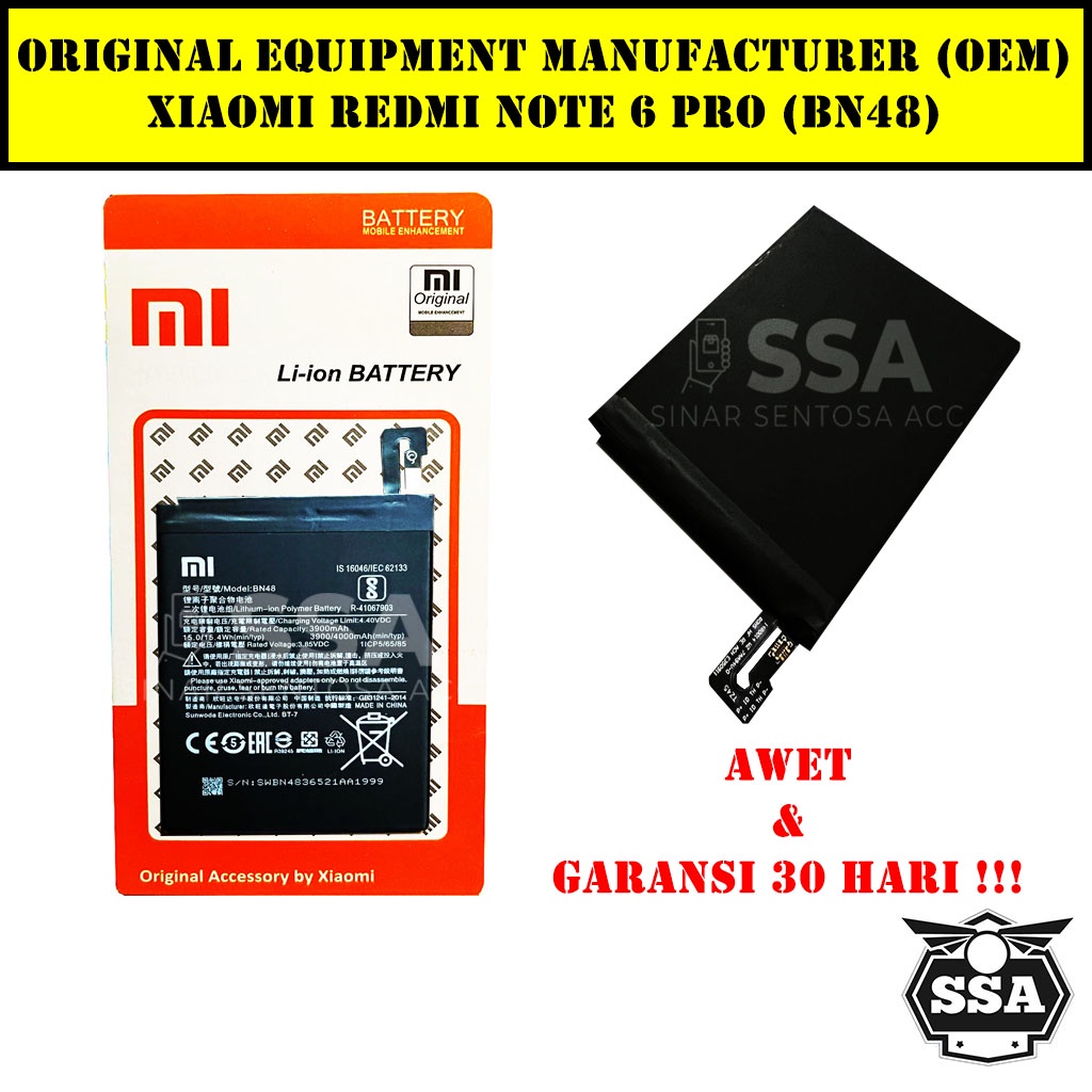 Baterai Original OEM Xiaomi Redmi Note 6 Pro BN48 BN 48 Battery Batu Batre Batrei Batrai ORI HP Handphone