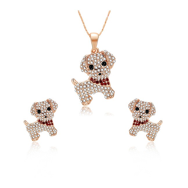 LRC Perhiasan Set Fashion Rose Gold Dogs Shape E57834