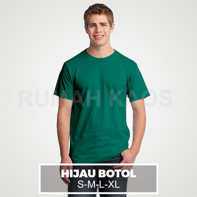 KAOS POLOS LENGAN PENDEK COTTON COMBED 30S-HIJAU BOTOL