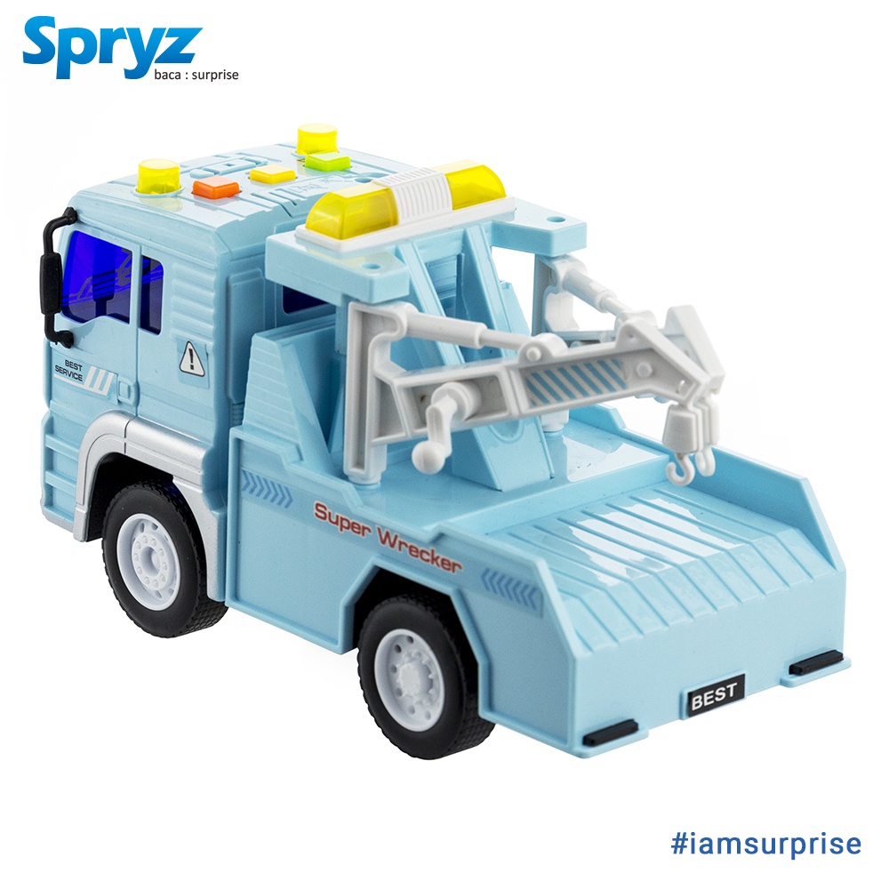 Spryz Citysquad Mainan Truk Derek 1:20 dengan Mesin Friction, Lampu &amp; Suara