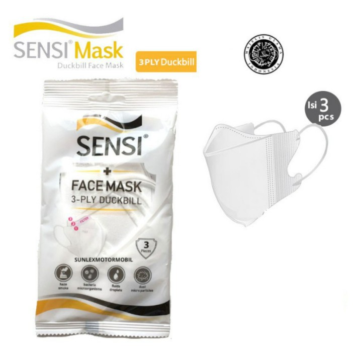 SENSI DUCKBILL SACHET ISI 3S ORIGINAL (ADA EMBOST LOGO SENSI) // MASKER SENSI DUCKBILL MURAH //SENSI