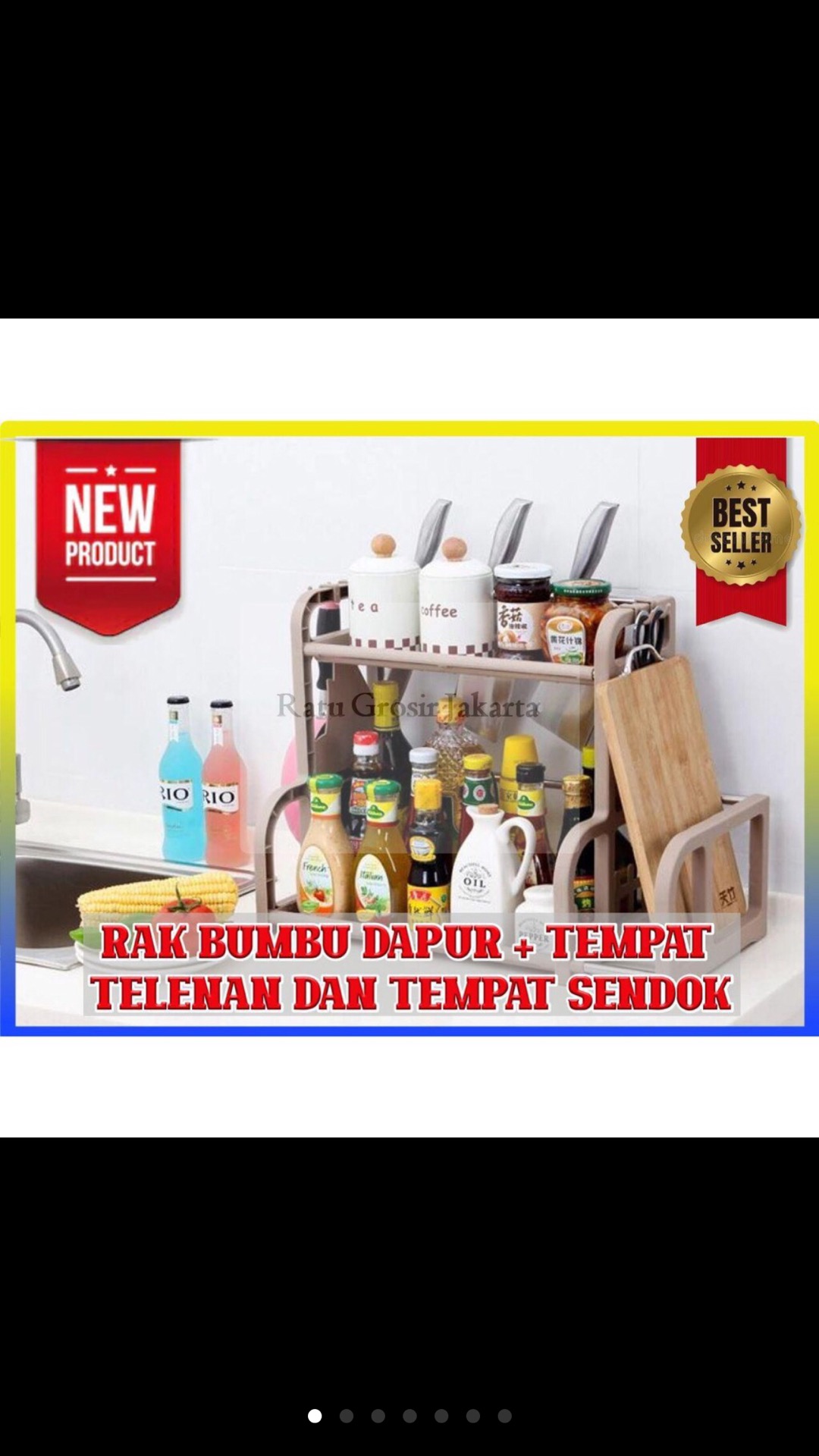 Rak Dapur Serbaguna 2 Susun+ Gantungan + Telenan + Tempat Sendok - 100252