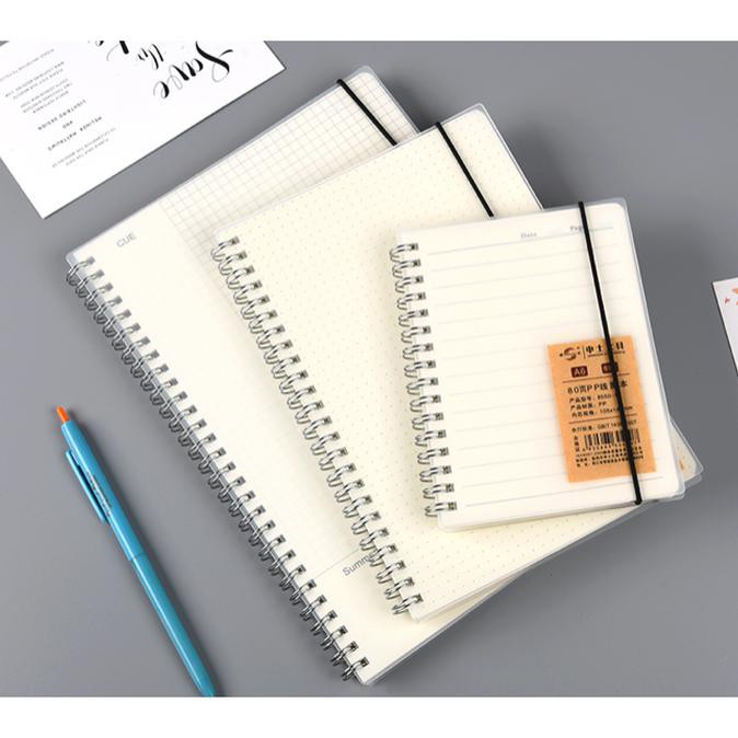 

Buku Tulis A5 Ring Blank, Dot, Grid Cover Transparan BIG SALE
