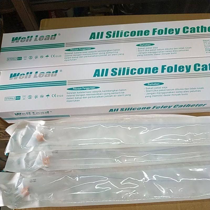 Fole kateter silikon Well Lead / Selang kencing 30 hari No 14 16 18 20