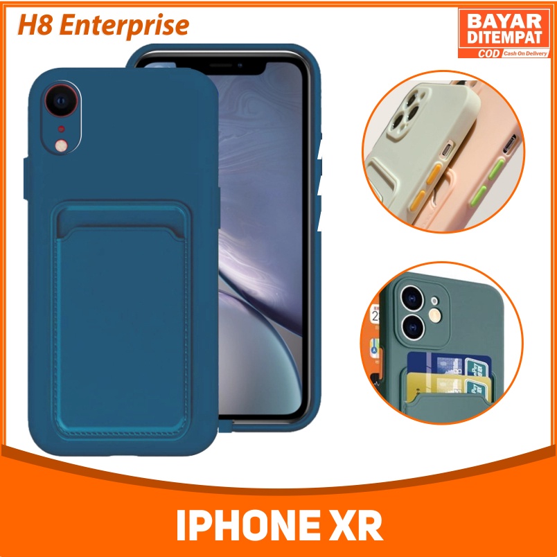 Case iPhone XR Candy Macaron Lens Protection with Card Slot Dengan Pelindung Lensa Camera Dan Slot Card simpan kartu