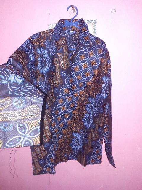 Kemeja Batik Kerja Big Size Jumbo Size Fit Xxl Ld 115 Warna Hitam Putih Casual Formal Kondangan