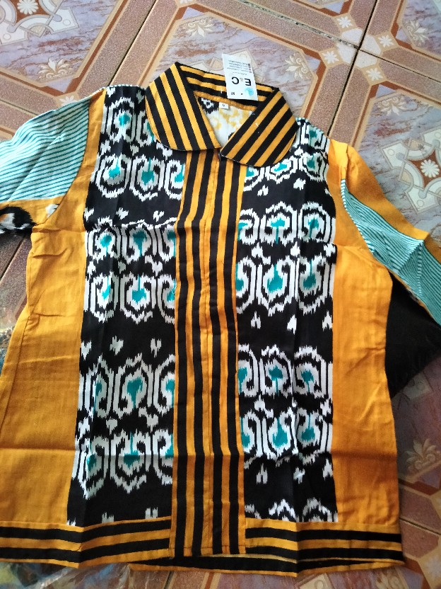 Atasan Batik Wanita Motif Tenun Songket Ceria - Blouse Batik Wanita Modern - S M L Xl Xxl 3l 4l 5l