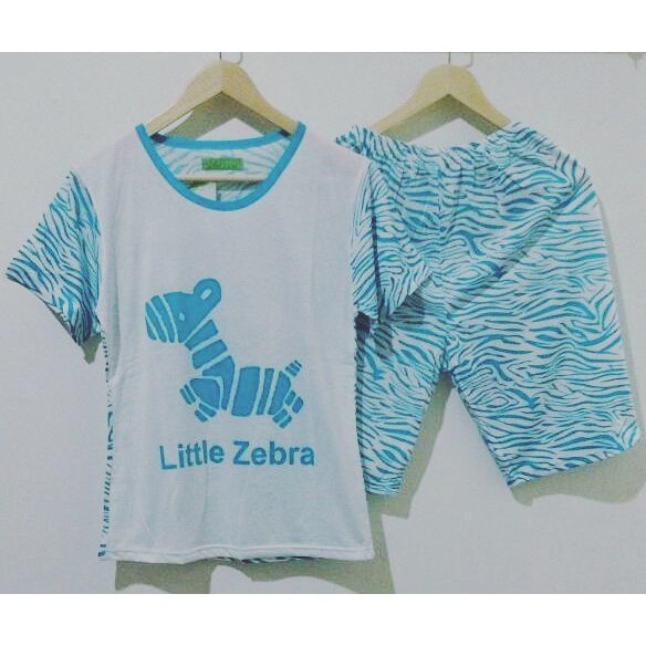 STLN255 - Setelan Selutut Little Zebra Blue