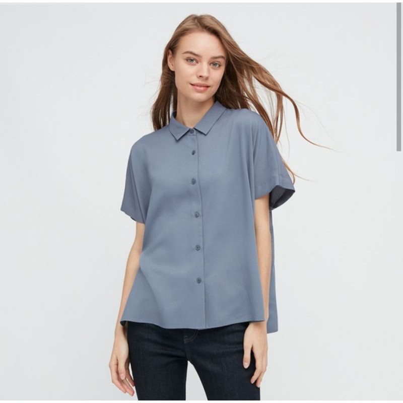 WOMEN BLUS RAYON LENGAN PENDEK UNIQLO