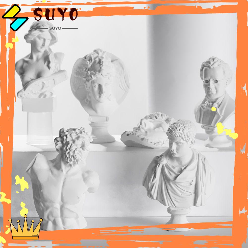 SUYOU Crafts Gypsum Bust Portraits Mini Figurine Famous Sculpture Plaster Statue Celebrities Nordic Home Decor Desktop Ornament Drawing Practice Greek Mythology