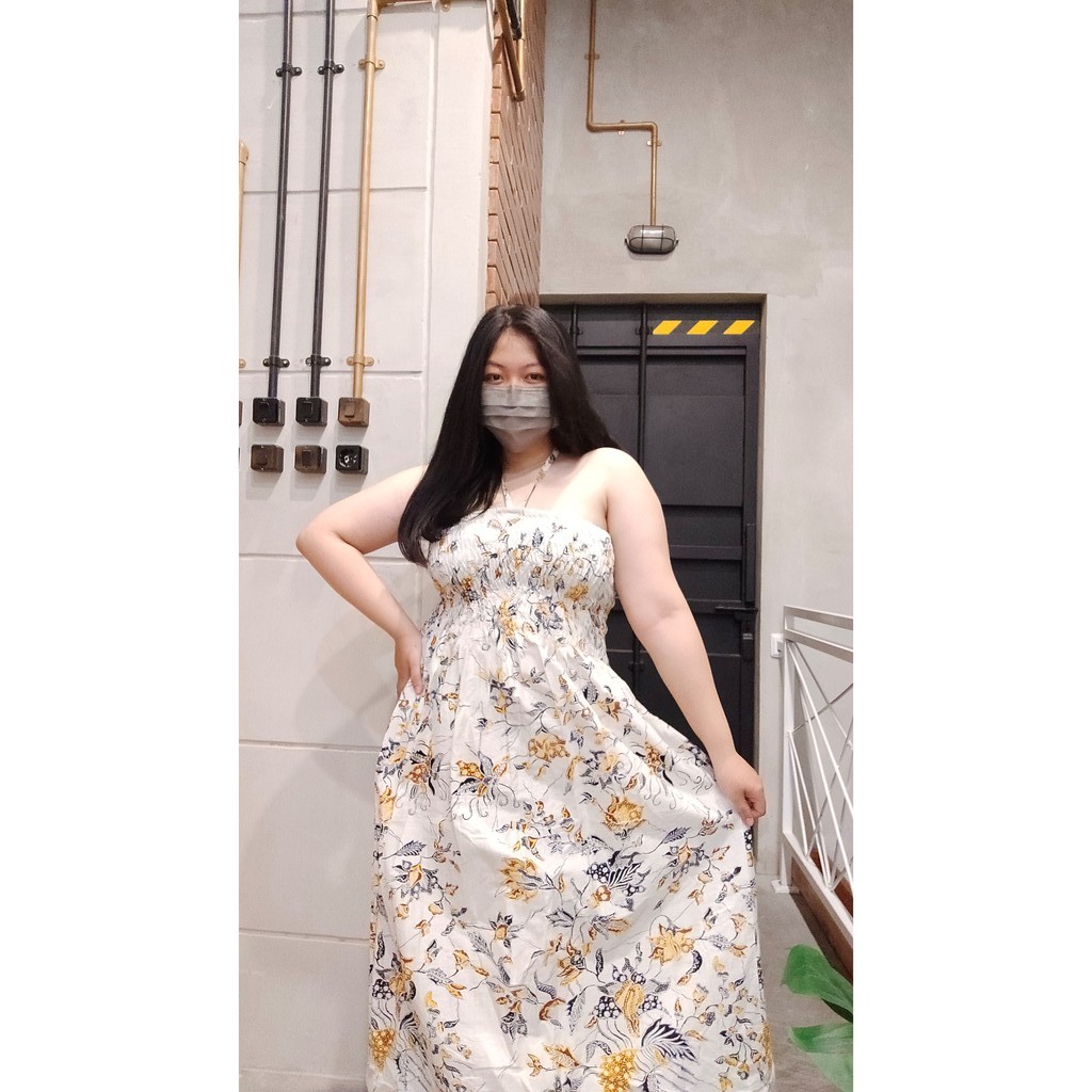 Long Dress Halter Neck Putih Bersih White batik_surabaya Kode D092 ukuran All Size