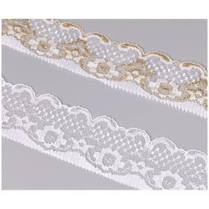 GOLD and SILVER Series - Embroidered Lace Ribbon 50mm (per meter)