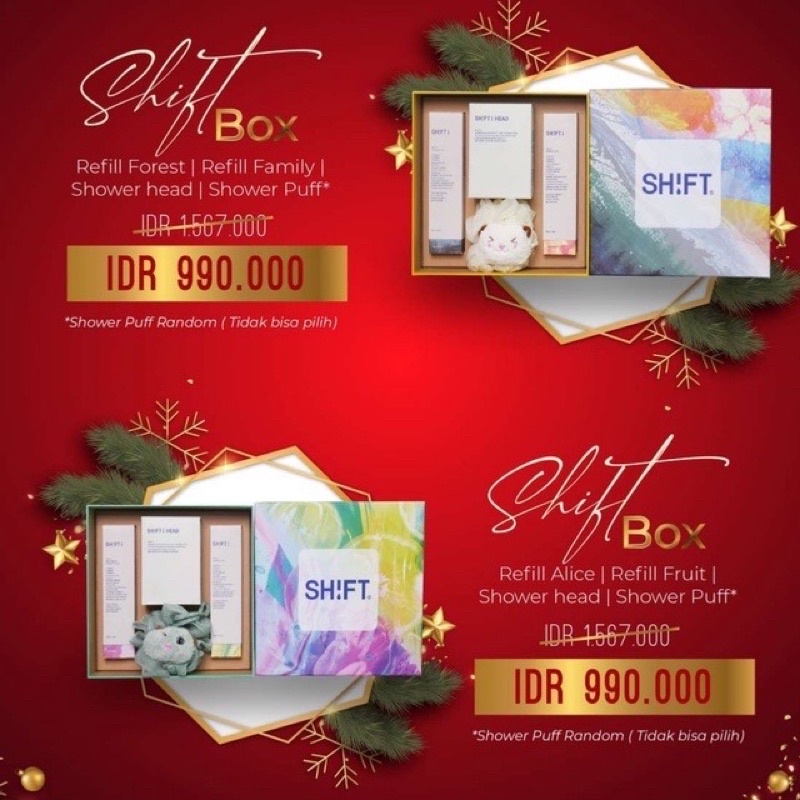 SHIFT i vitamin shower filter set box ( 2 refill + 1 head + puff )