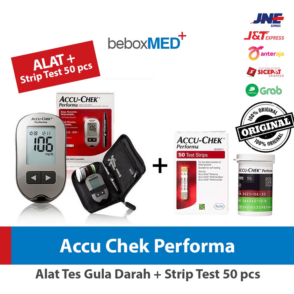 Accu Chek Performa Meter + Strip 50 - Alat Tes Gula Darah