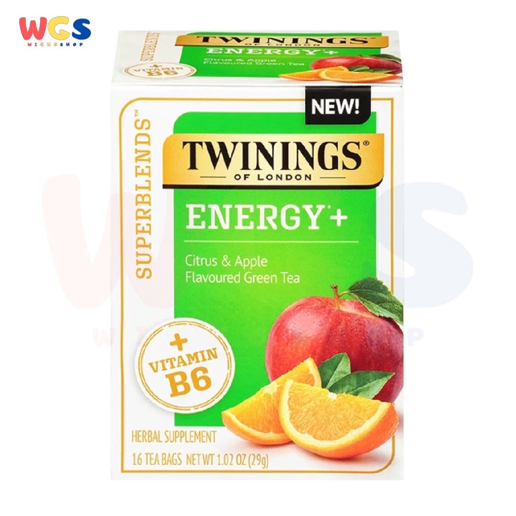 Twinings of London Energy+ Citrus &amp; Apple Flavor Green Tea 16p x 1.81g