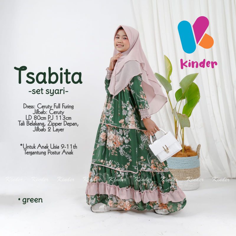 Tsabita Set Syar'i | dress Cerutty full Furing | jilbab Ceruty | ld 80 pj 113 | Zipper depan